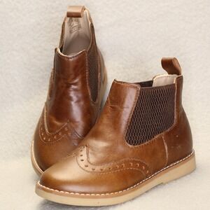 Elephantito Chelsea Boots Unisex 9 Brown Leather Wingtip Brogue Ankle Preppy